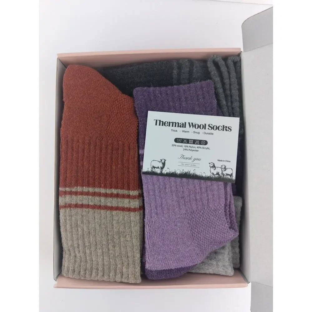 Thermaloot Socks for Women,5 Pairs Warm Merino Wool Socks Hiking Socks Large B